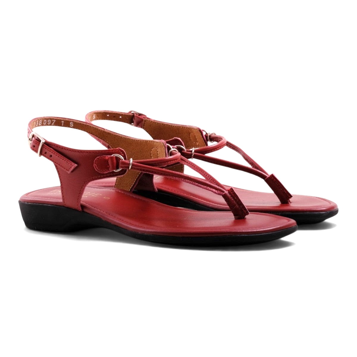 Step Ahead Froggie red leather spaghetti-strap sandals with rounded toe and adjustable backstrap