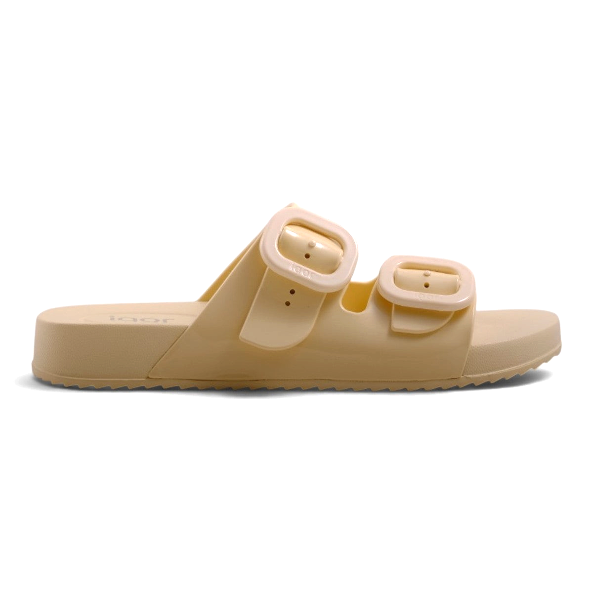 Step Ahead Igor Habana Brillo ivory waterproof summer slides with double buckle straps and non-slip sole
