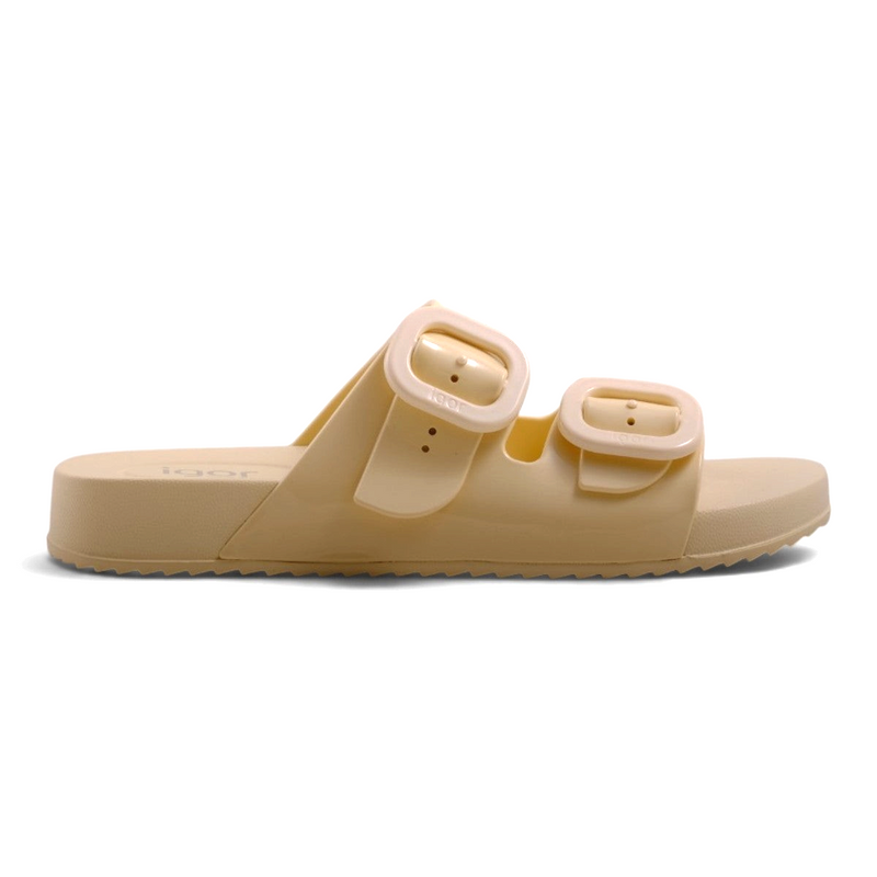 Step Ahead Igor Habana Brillo ivory waterproof summer slides with double buckle straps and non-slip sole