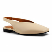 Step Ahead Pesso Madel beige leather slingback pump with a soft padded sole and subtle fold detail