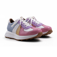 Step Ahead Froggie pastel leather sneakers with memory foam, white laces, and a lightweight non-slip sole.
