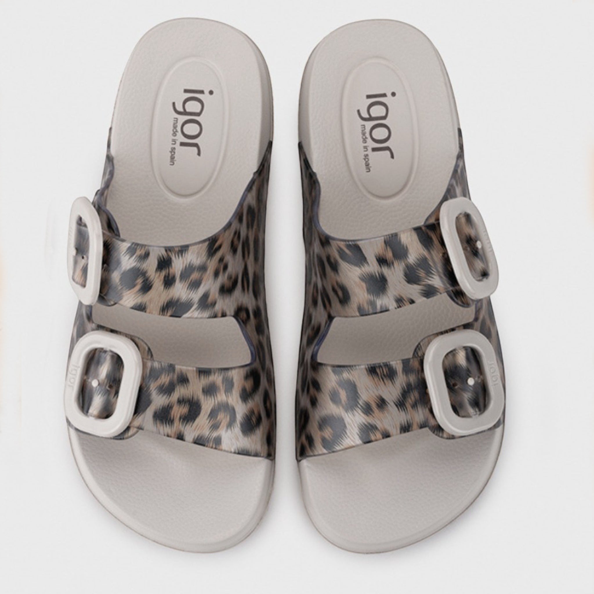 Step Ahead Igor Habana Brillo leopard print waterproof sandals with adjustable buckles and beige footbeds
