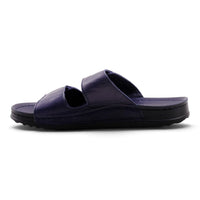 Step Ahead Pesso Sleigh men's navy blue leather slide sandals with a double strap design and comfortable sole.